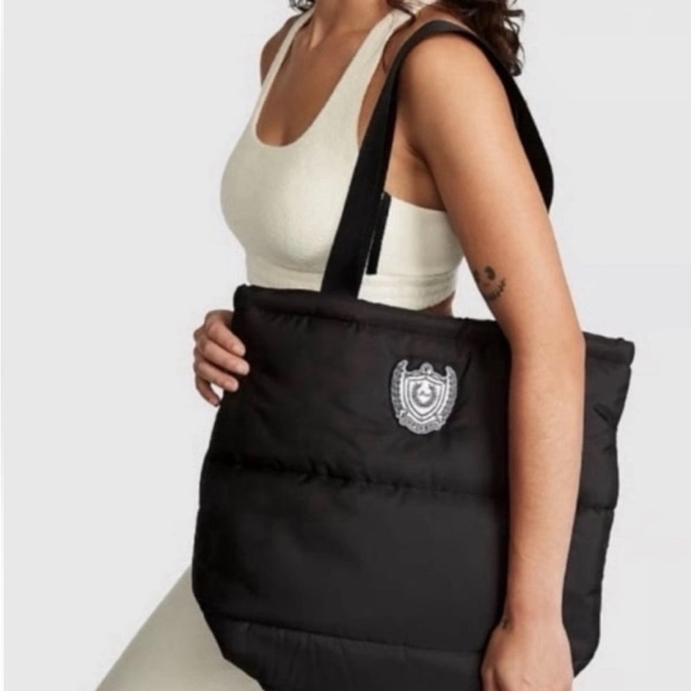 Victoria Secret Black Large Black Puffer Tote